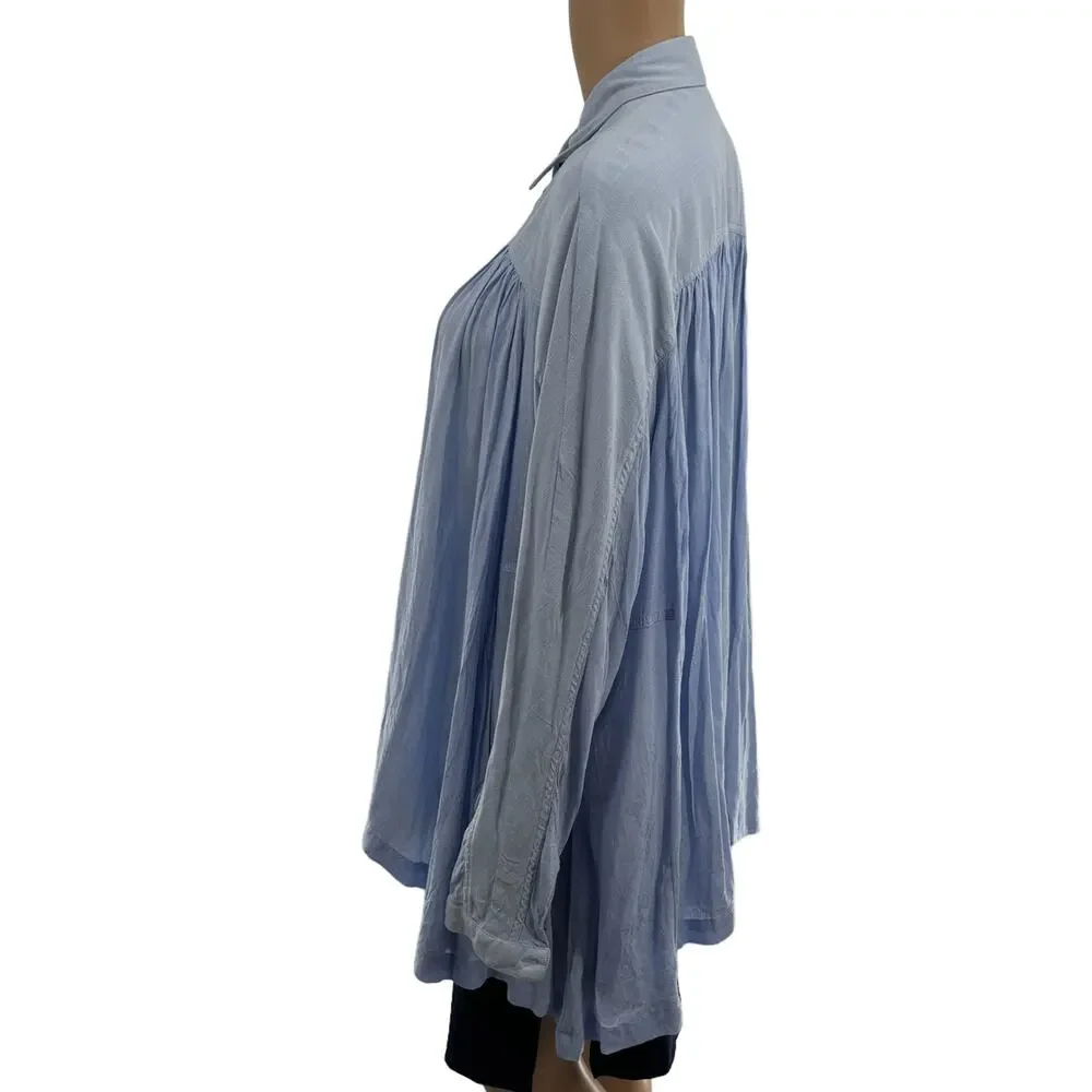 Free People Blue Lovely Day Button Down Top